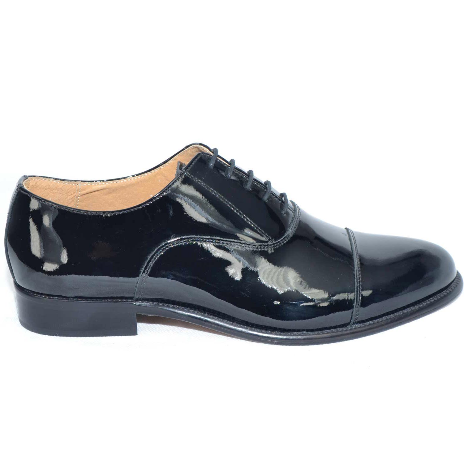 Scarpe eleganti mezza punta nero vernice vera pelle made in italy materiale lucido moda classico cerimonia art rs1015