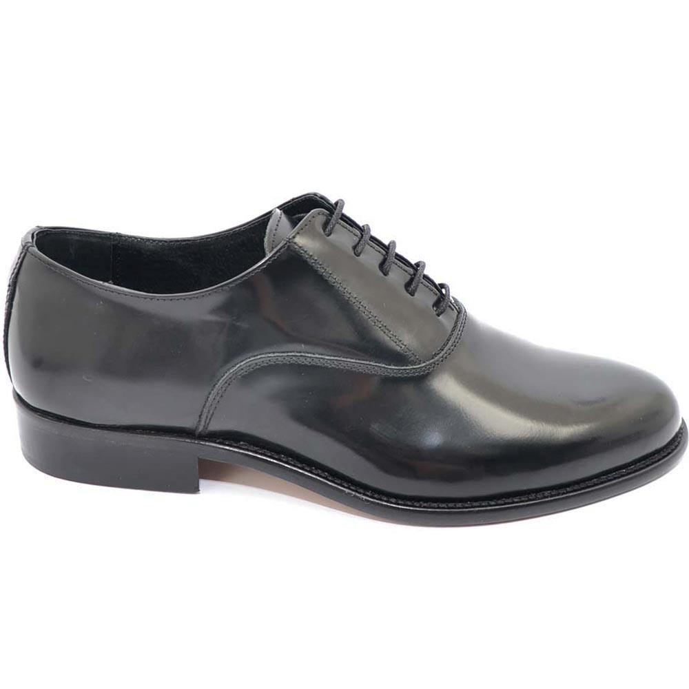 Scarpe uomo francesina nera pelle lucida fondo cuoio antiscivolo nero stringhe genuine leather 