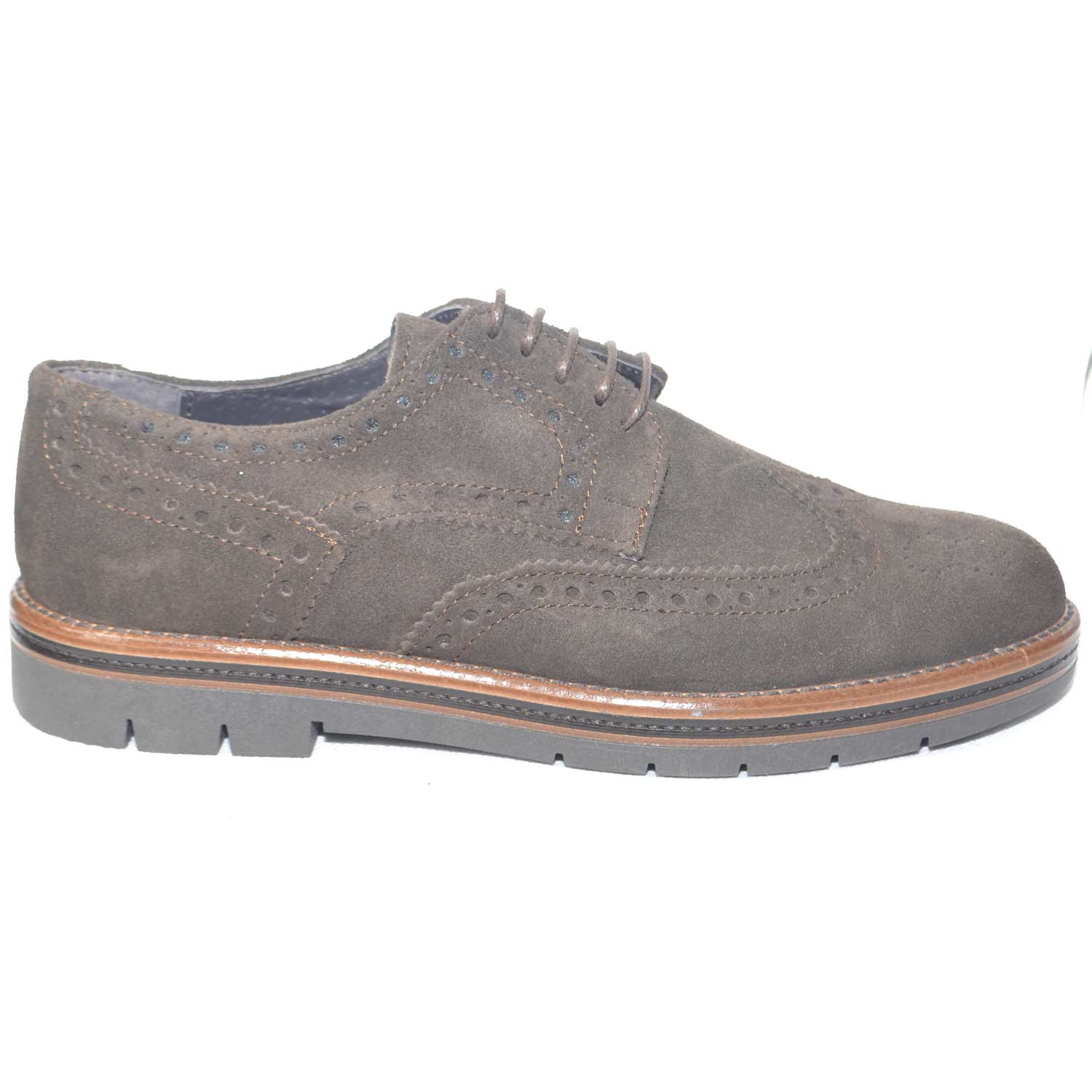 Calzature uomo scarpe francesine stringate uomo marrone fondo bicolore antiscivolo made in italy moda comfort