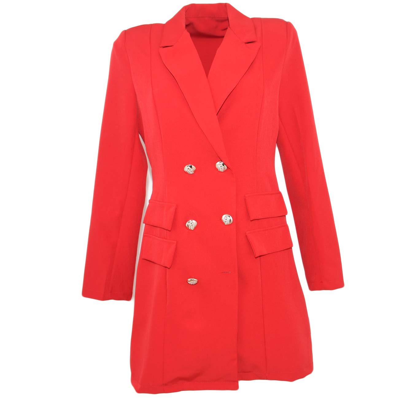 CAPPOTTO LANA ROSSO DONNA INVERSO A DOPPIO PETTO