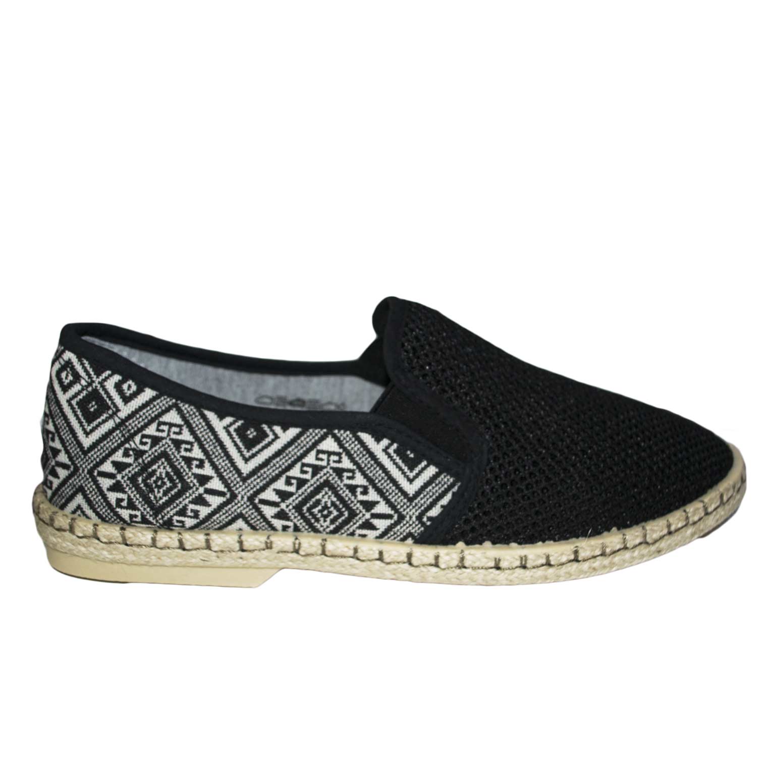 Espadrillas uomo art.es054 fantasia nero scarpe tela corda sandali ...