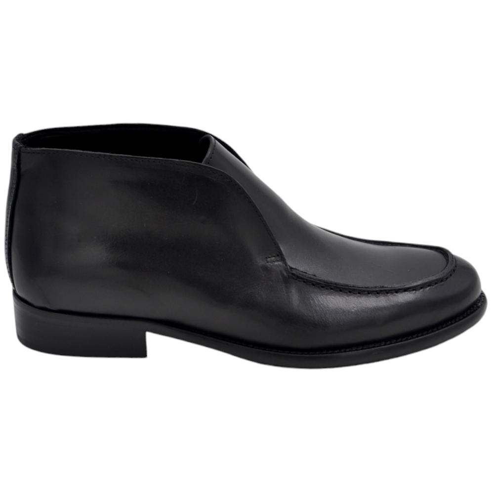 Scarpe polacchino uomo ls luisantiago vienna vera pelle nappa nero liscio elastico fondo vero cuoio antiscivolo