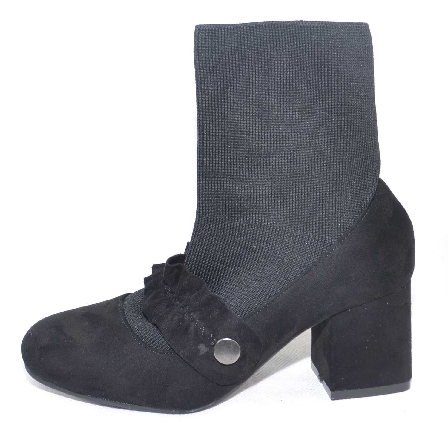 scarpe donna tronchetto calzino moda slip on con mocassino base tacco comodo moda glamour .