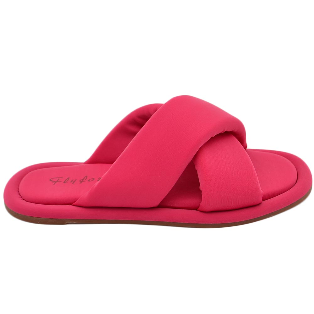 PANTOFOLA DONNA MORBIDA IN ELASTINA ANTISCIVOLO FUCSIA CON FASCIA INCROCIATA COMFORT RELAX MEMORY