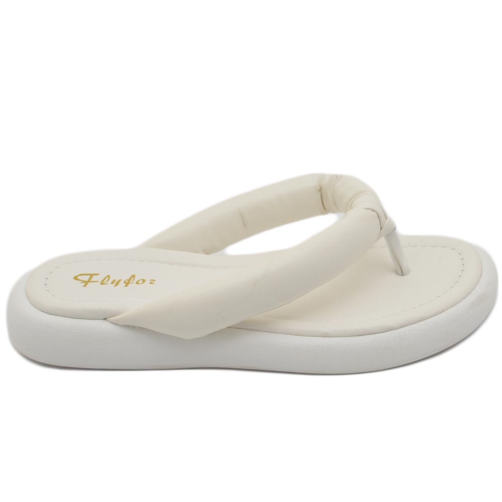 Pantofole ciabatte donna bianco infradito in memory gomma da spiaggia moda morbido comodo relax