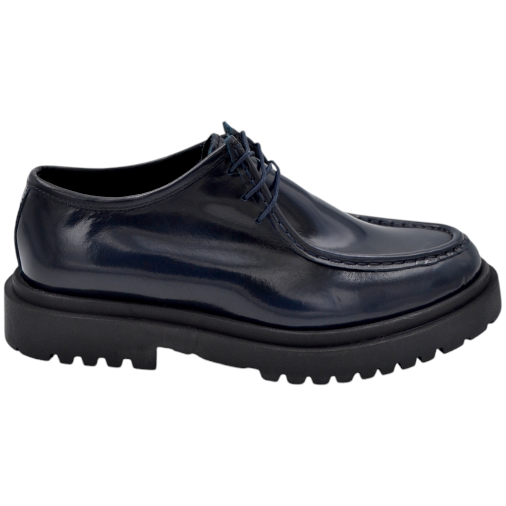 Scarpe uomo stringate ls ingegniere vera pelle abrasivato blu spazzolato suola alta zigrinata luxury made in italy.