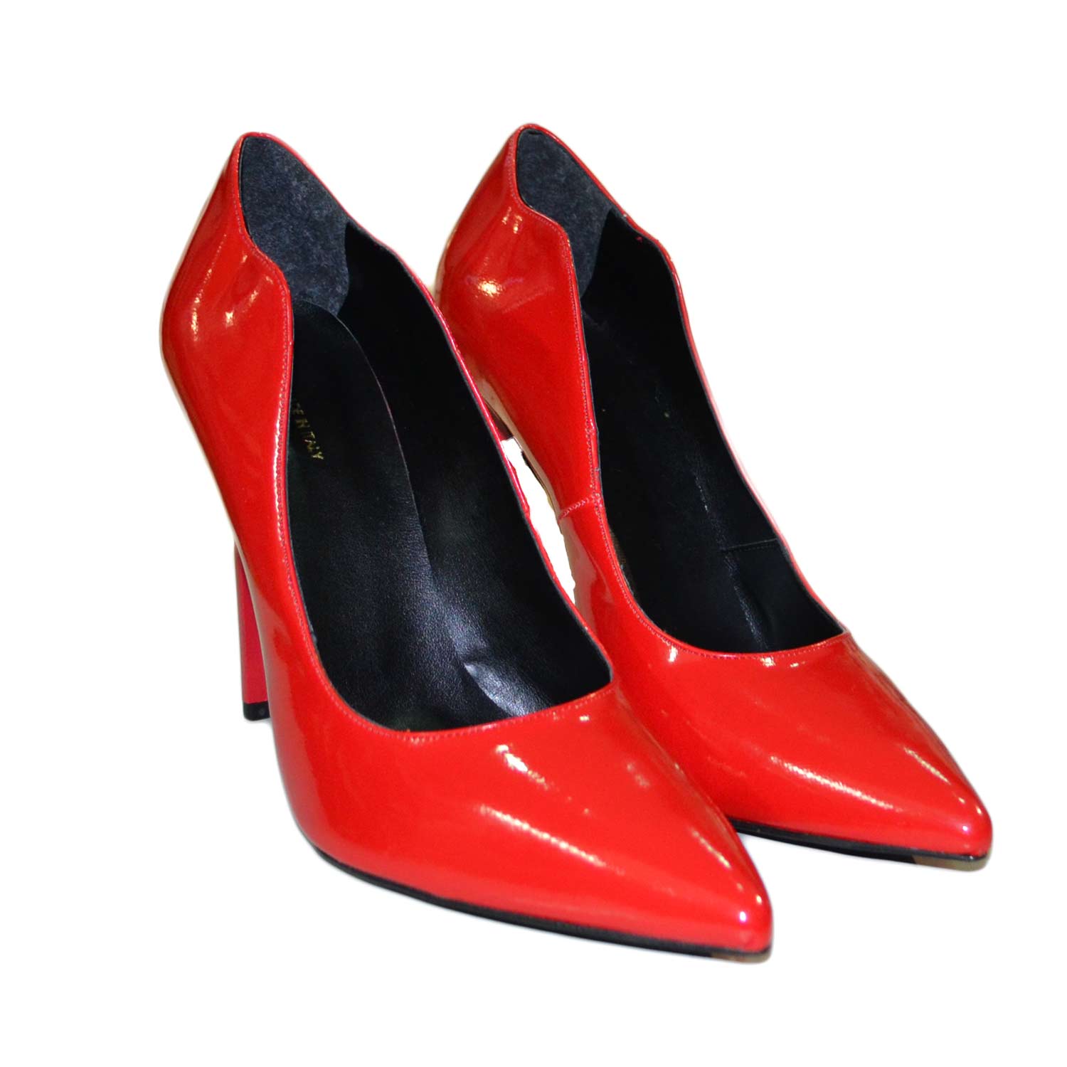 Decollete donna scarpe pelle rosso linea curva decollete con tacco alto ...