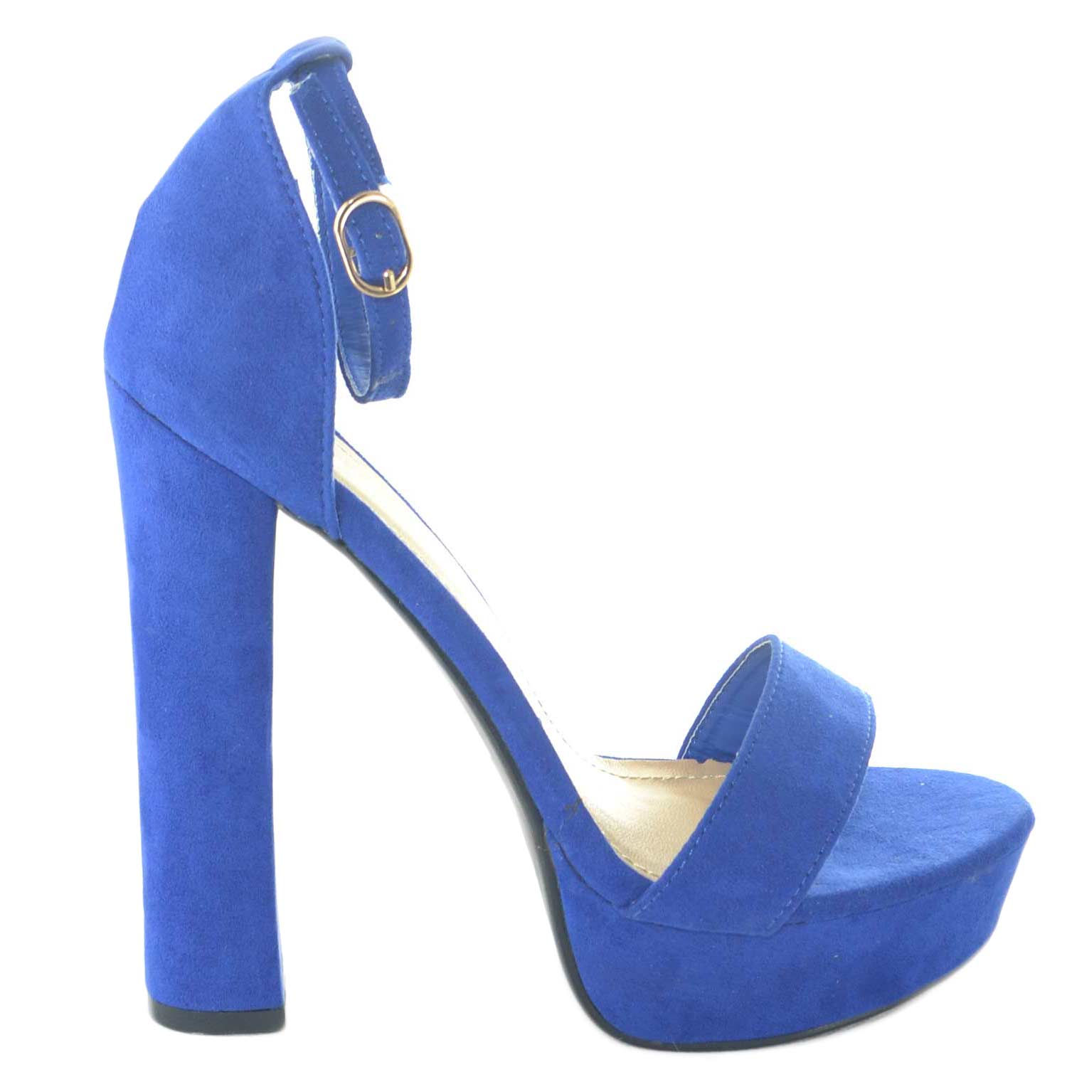 scarpe blu con tacco largo
