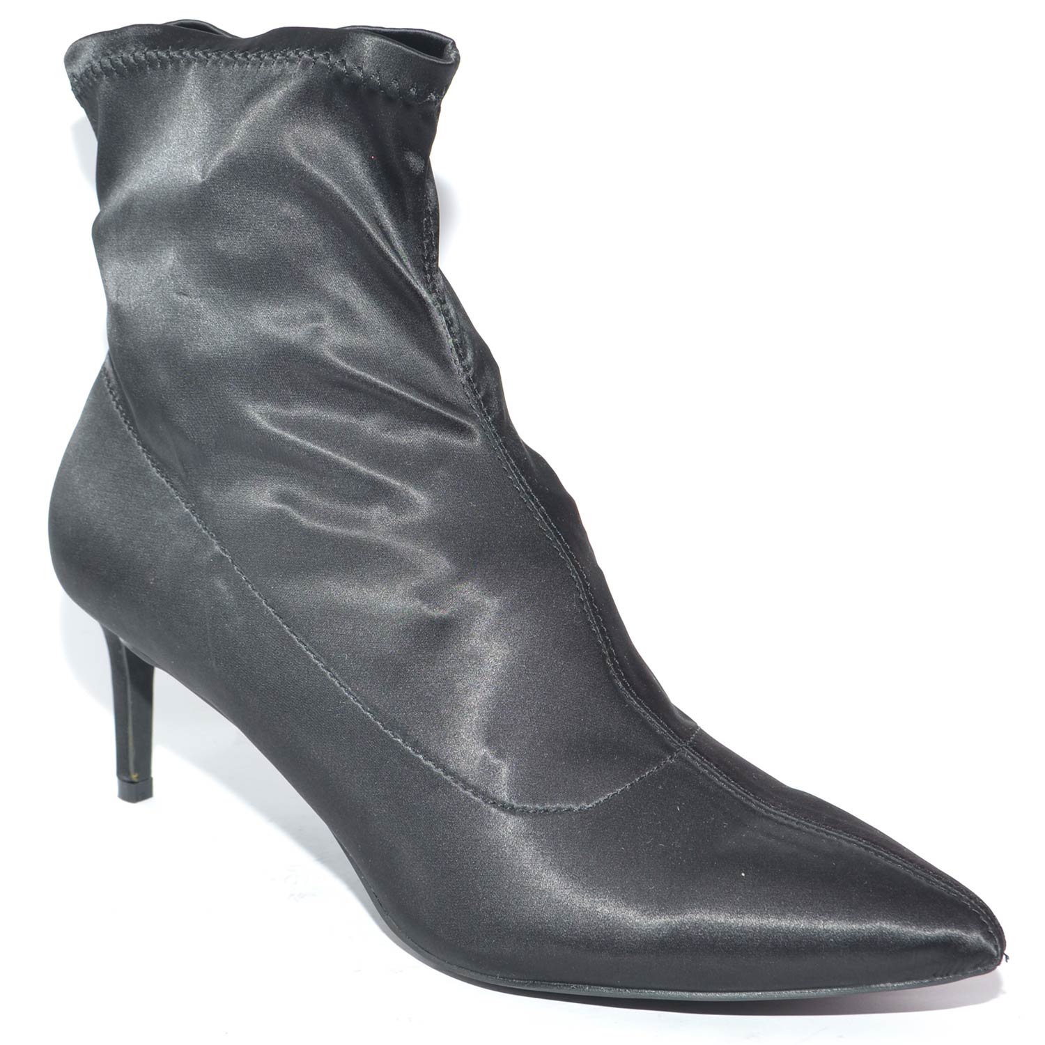 Tronchetto alto nero a punta calzino in elastene modello bale tacco a spillo  basso comfort glamour moda donna tronchetti Malu Shoes | MaluShoes