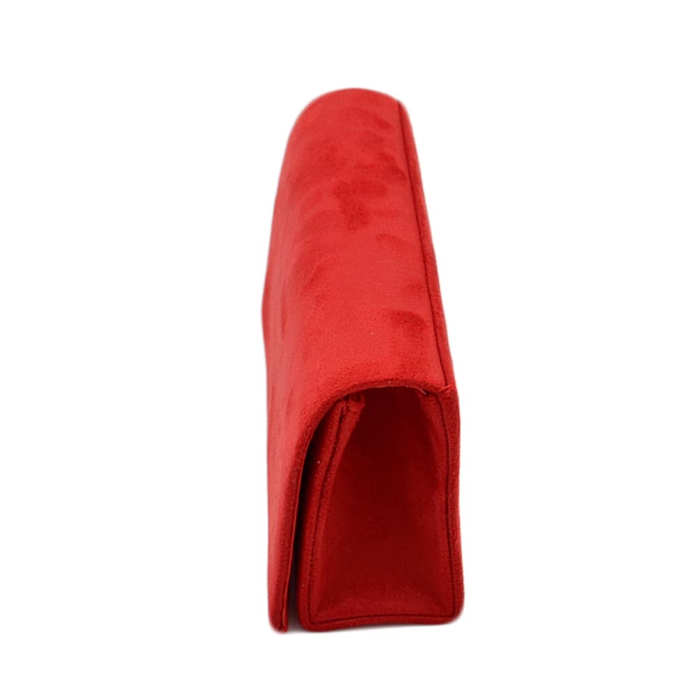 Pochette donna rettangolare a forma portafoglio in camoscio rosso catena  linea basic made in italy donna pochette Malu Shoes