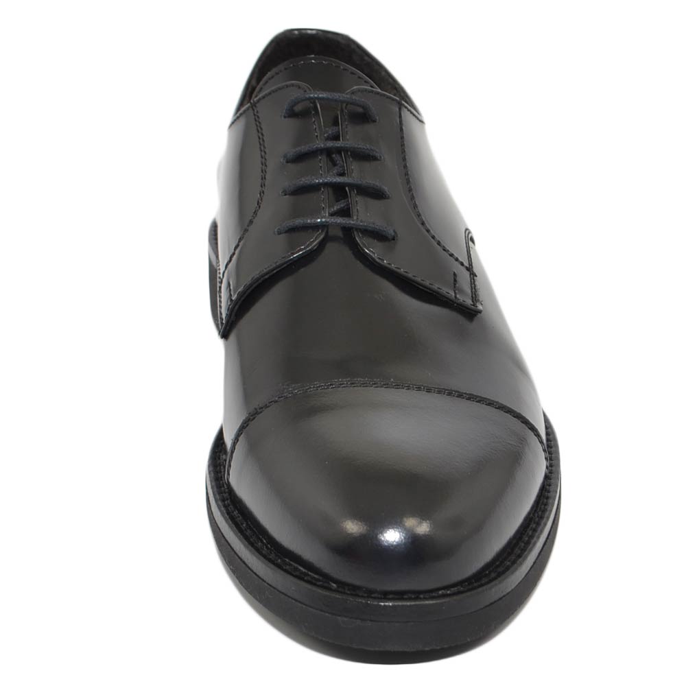 Scarpe uomo francesina elegante punta alzata senza lacci vera pelle lucida  nero made in italy fondo classico handmade uomo classiche Malu Shoes