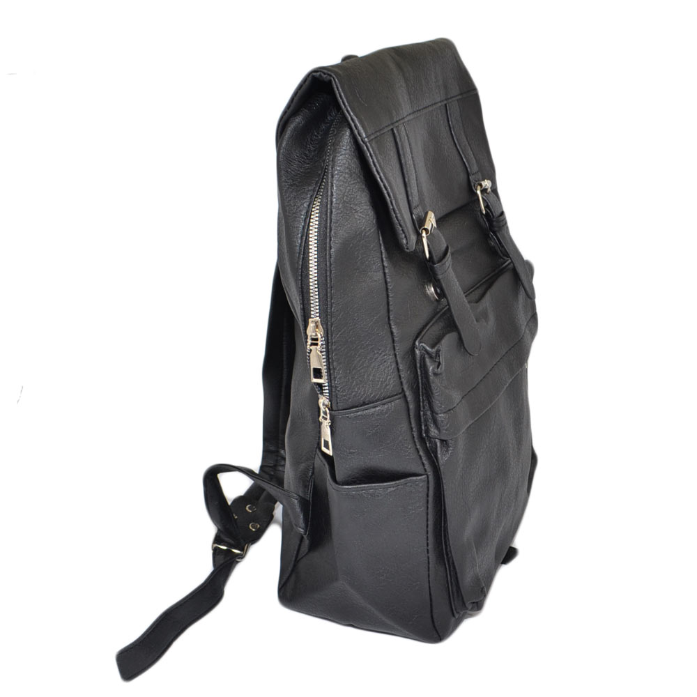 Zaino nero casual uomo borsa grande zip con scomparti laptop portatile pu  pelle fantasia intrecciata capiente comodo uomo zaini Malu Shoes