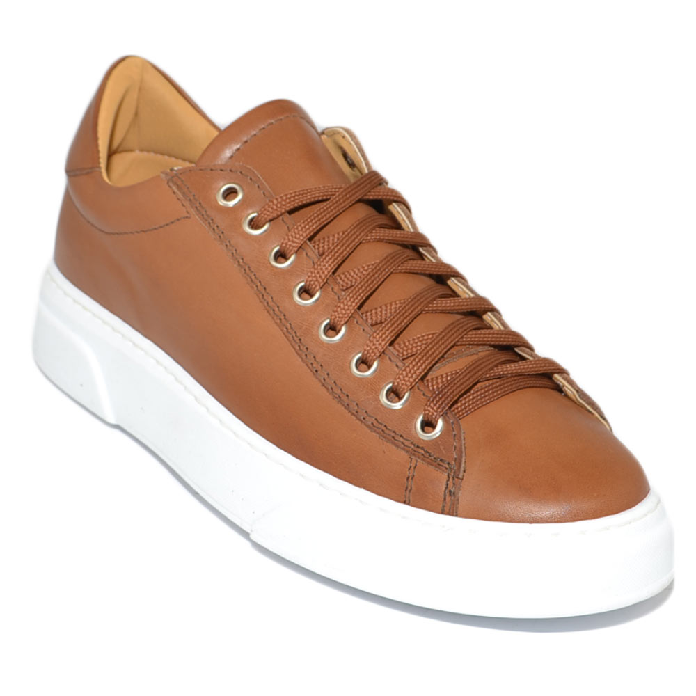 Scarpa sneakers Paul 4190 uomo basic vera pelle lacci basic comodo fondo in  gomma sportiva cuoio moda casual uomo sneakers bassa Malu Shoes