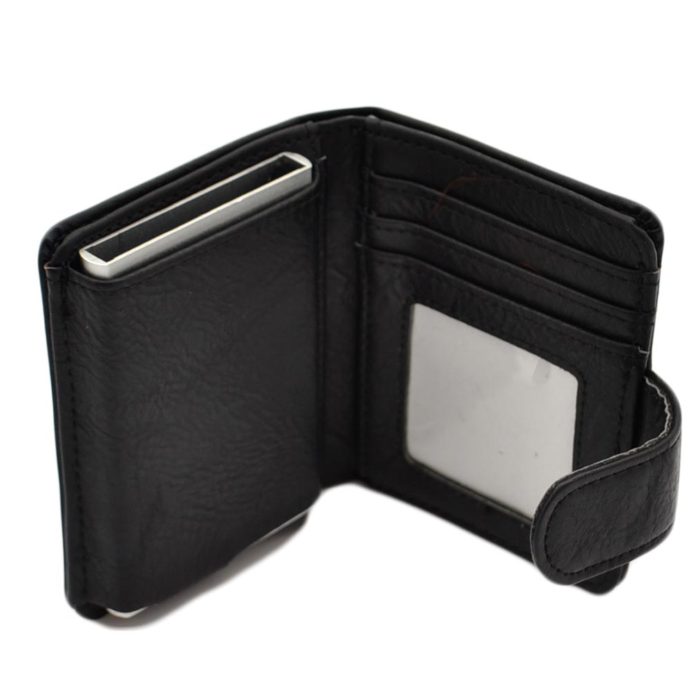 Portafoglio Wallet uomo in vera pelle nero portacarte pocket con molla e  salvacarta con gancio contanti chiusura clip uomo portafoglio Malu Shoes